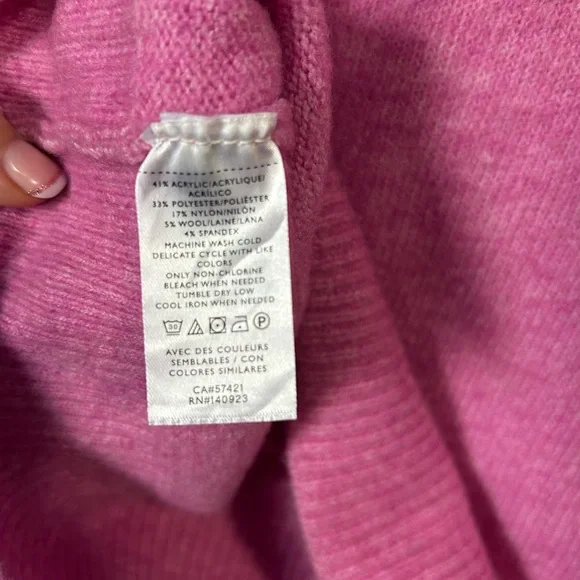 LOFT Fuchsia Pink Ruffle Knit Sweater - Picture 5 of 7